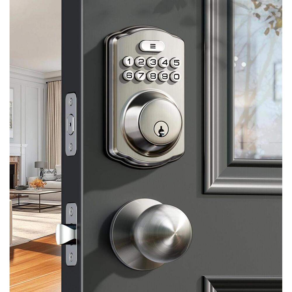 Veise Keyless Entry Door Lock 2 Knobs Electronic Keypad Deadbolt Handle Auto Loc